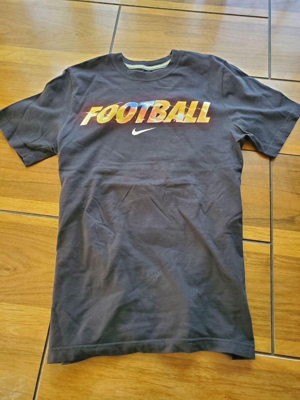 Nike Black Tee with Multicolor 'FOOTBALL' Sunset Graphic